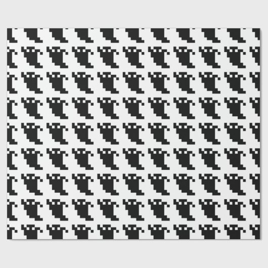 8 Bit Pixel Ghost Shadow Geschenkpapier (Flach)