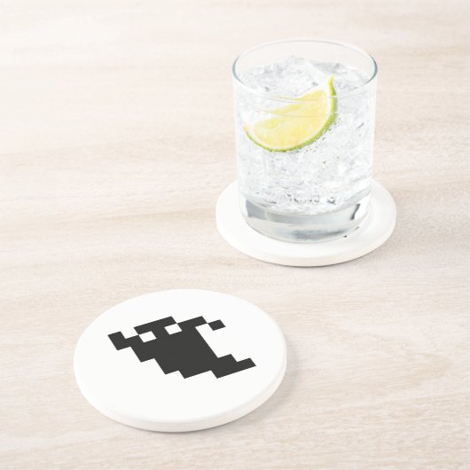 8 Bit Pixel Ghost Shadow Sandstein Untersetzer (Seite)