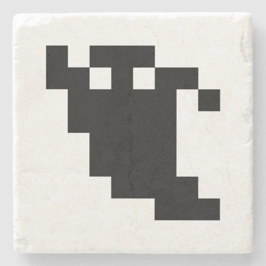 8 Bit Pixel Ghost Shadow Steinuntersetzer (Vorderseite)