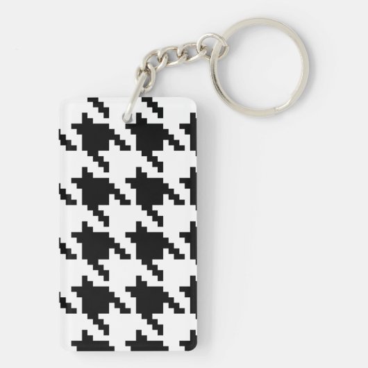 8 Bit Pixel Hahnentrittmuster Karo Muster Schlüsselanhänger (Rückseite)