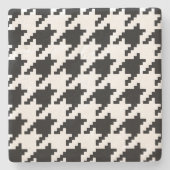 8 Bit Pixel Hahnentrittmuster Karo Muster Steinuntersetzer (Vorderseite)