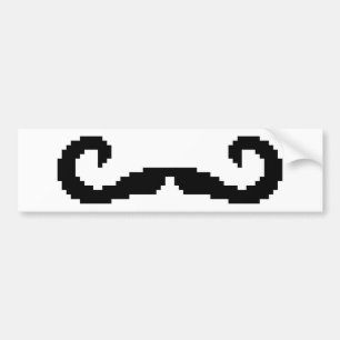 8 Bit Pixel Handlebar Mustache Autoaufkleber