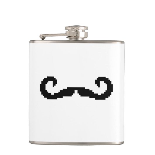 8 Bit Pixel Handlebar Mustache Flachmann (Vorderseite)