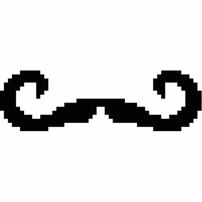 8 Bit Pixel Handlebar Mustache Freistehende Fotoskulptur (Vorne)