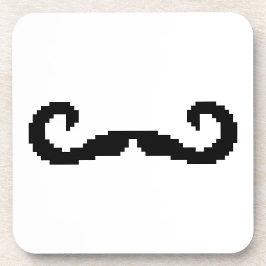 8 Bit Pixel Handlebar Mustache Getränkeuntersetzer (Vorderseite)