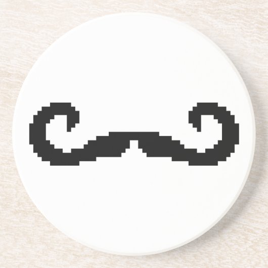 8 Bit Pixel Handlebar Mustache Getränkeuntersetzer (Vorne)