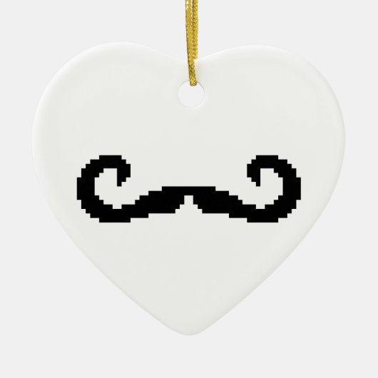 8 Bit Pixel Handlebar Mustache Keramik Ornament (Vorne)