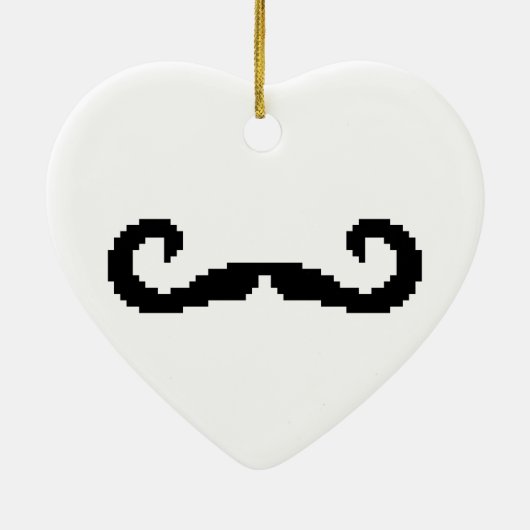 8 Bit Pixel Handlebar Mustache Keramik Ornament (Hinten)
