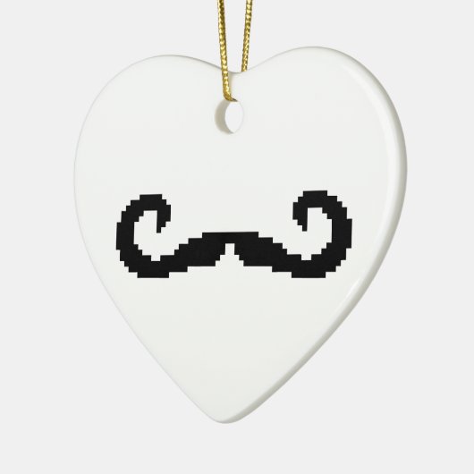 8 Bit Pixel Handlebar Mustache Keramik Ornament (Links)