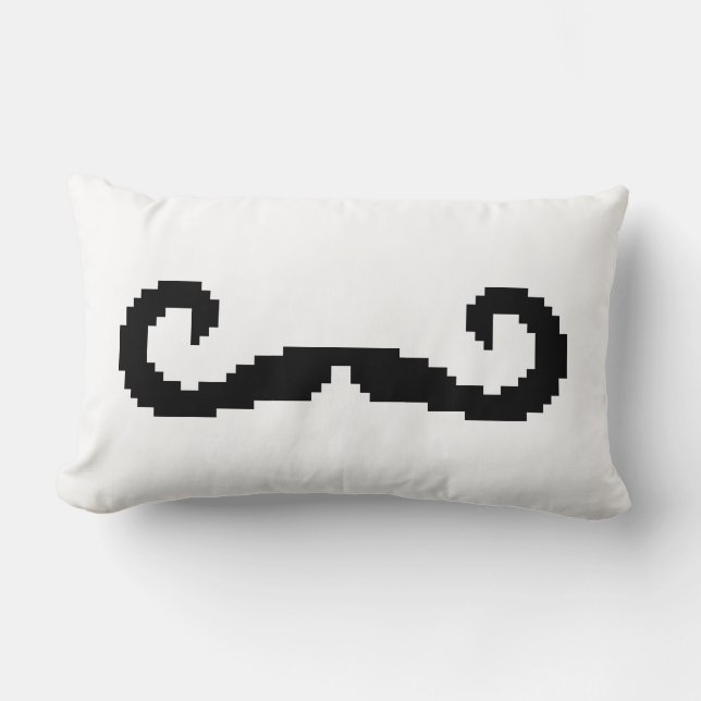 8 Bit Pixel Handlebar Mustache Lendenkissen (Vorderseite)