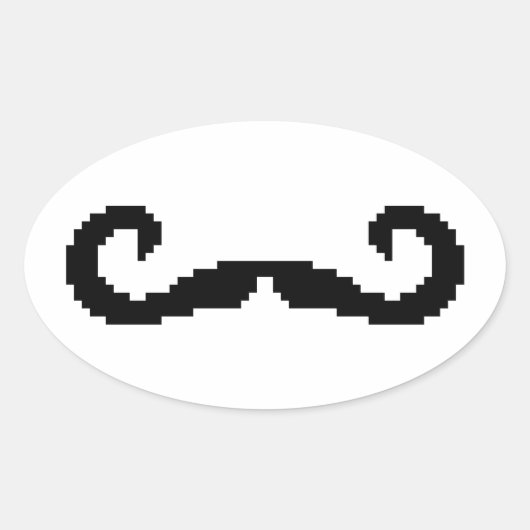 8 Bit Pixel Handlebar Mustache Ovaler Aufkleber (Vorderseite)