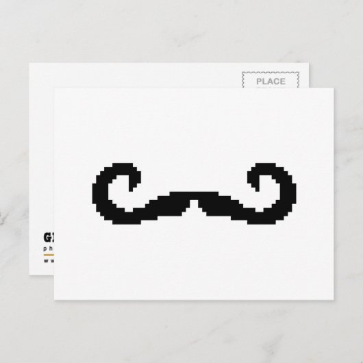 8 Bit Pixel Handlebar Mustache Postkarte (Vorne/Hinten)