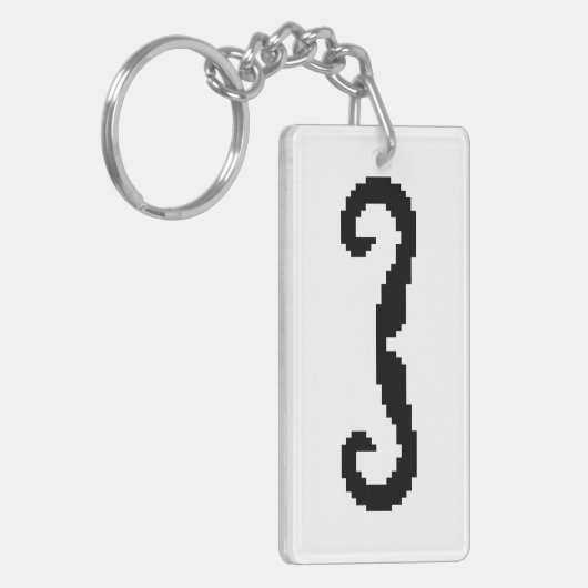 8 Bit Pixel Handlebar Mustache Schlüsselanhänger (Vorderseite links)