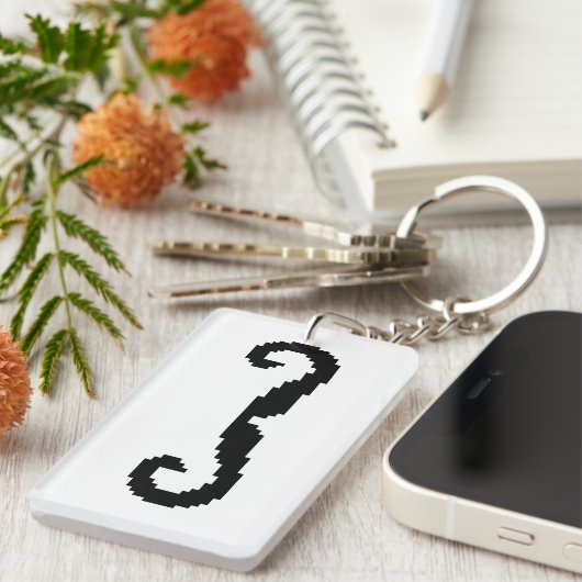 8 Bit Pixel Handlebar Mustache Schlüsselanhänger (Vorderseite rechts)