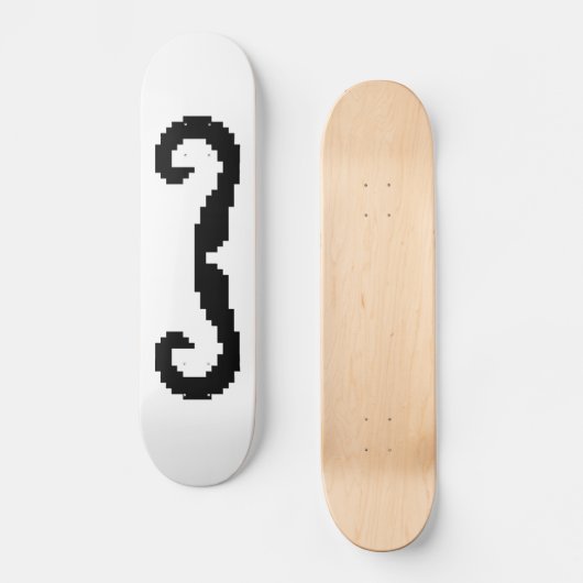 8 Bit Pixel Handlebar Mustache Skateboard (Vorderseite)