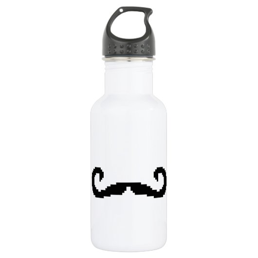 8 Bit Pixel Handlebar Mustache Trinkflasche (Vorderseite)