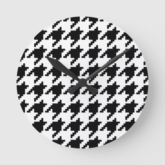 8 Bit Pixel Houndstooth Check Pattern Runde Wanduhr (Vorderseite)