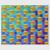 8-Bit-Pixel-Kunstburger - farbenfrohe Fastfood-Pac Geschenkpapier (Flach)