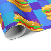 8-Bit-Pixel-Kunstburger - farbenfrohe Fastfood-Pac Geschenkpapier (Rolleneckpunkt)