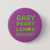 8-Bit Pixel Lemon Purple Round Pin Button (Vorderseite)