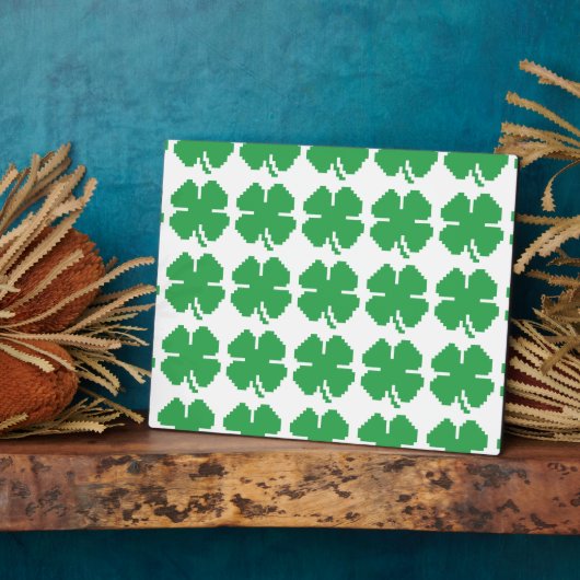 8 Bit Pixel Lucky Vierblättriges Kleeblatt Fotoplatte (Seite)