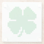 8 Bit Pixel Lucky Vierblättriges Kleeblatt Glasuntersetzer (Rückseite)