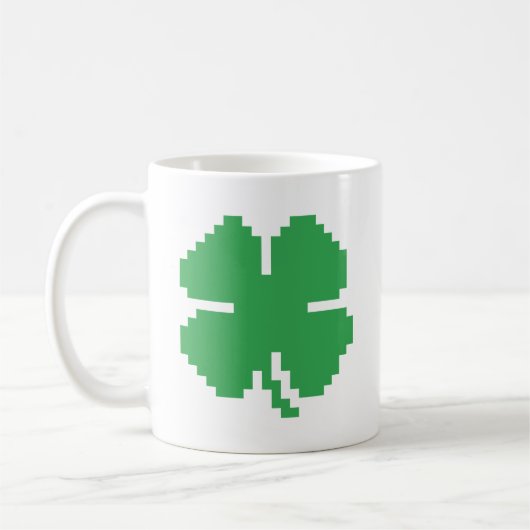 8 Bit Pixel Lucky Vierblättriges Kleeblatt Kaffeetasse (Links)