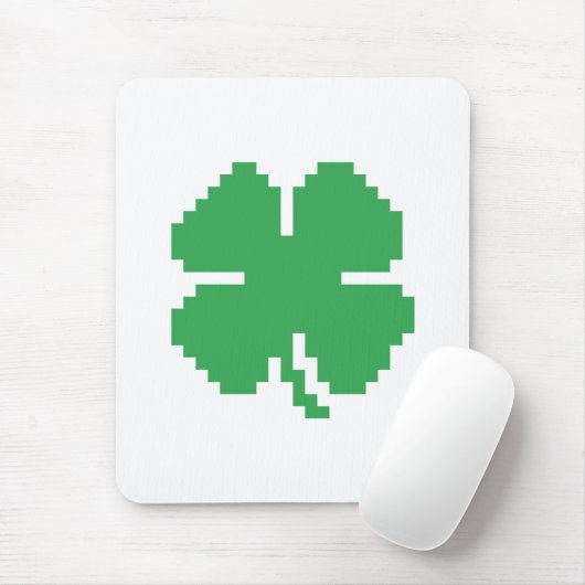 8 Bit Pixel Lucky Vierblättriges Kleeblatt Mousepad (Mit Mouse)