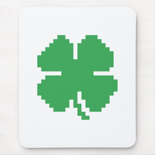 8 Bit Pixel Lucky Vierblättriges Kleeblatt Mousepad (Vorne)
