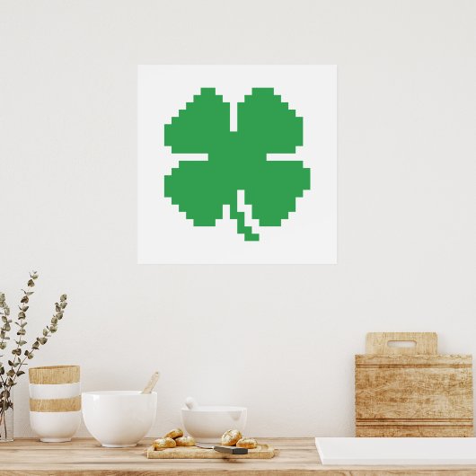 8 Bit Pixel Lucky Vierblättriges Kleeblatt Poster (Küche)