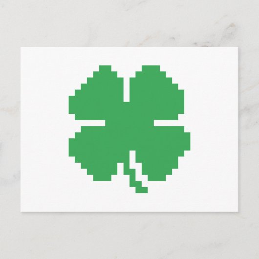 8 Bit Pixel Lucky Vierblättriges Kleeblatt Postkarte (Vorderseite)