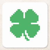 8 Bit Pixel Lucky Vierblättriges Kleeblatt Rechteckiger Pappuntersetzer (Vorderseite)