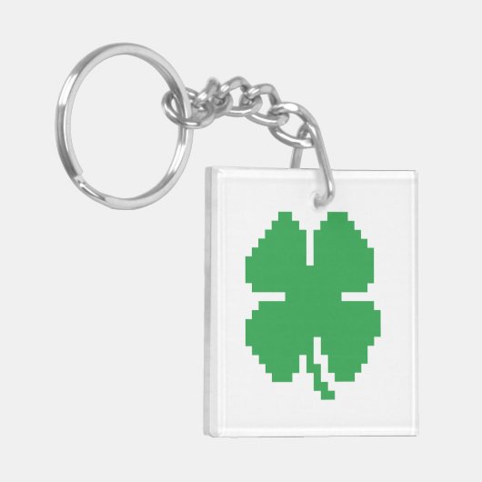 8 Bit Pixel Lucky Vierblättriges Kleeblatt Schlüsselanhänger (Vorderseite links)