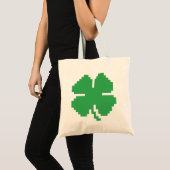 8 Bit Pixel Lucky Vierblättriges Kleeblatt Tragetasche (Vorderseite (Produkt))