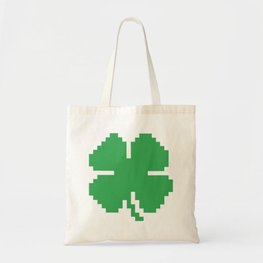 8 Bit Pixel Lucky Vierblättriges Kleeblatt Tragetasche (Vorne)