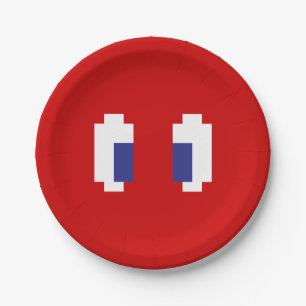 8-Bit-Pixel-Manga-Augen Pappteller