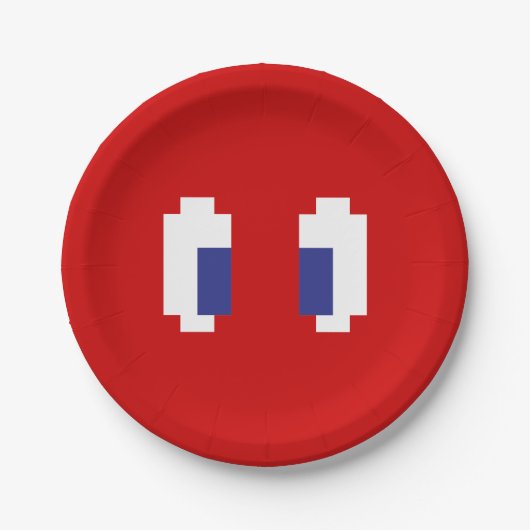 8-Bit-Pixel-Manga-Augen Pappteller (Vorderseite)