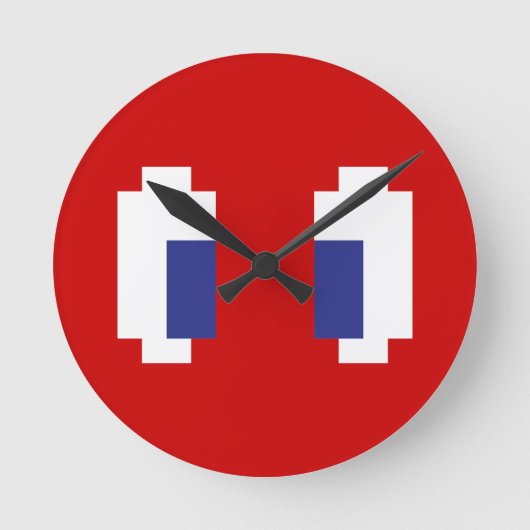 8 Bit-Pixel Manga Augen Runde Wanduhr (Vorderseite)