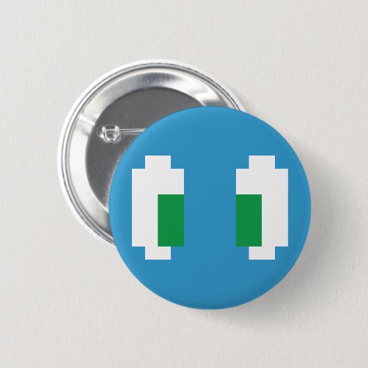 8 Bit Pixel Manga Green Eyes Button (Vorne & Hinten)