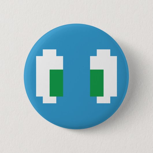 8 Bit Pixel Manga Grüne Augen Button (Vorderseite)