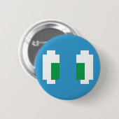 8 Bit Pixel Manga Grüne Augen Button (Vorne & Hinten)