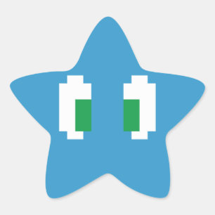 8 Bit Pixel Manga Grüne Augen Stern-Aufkleber