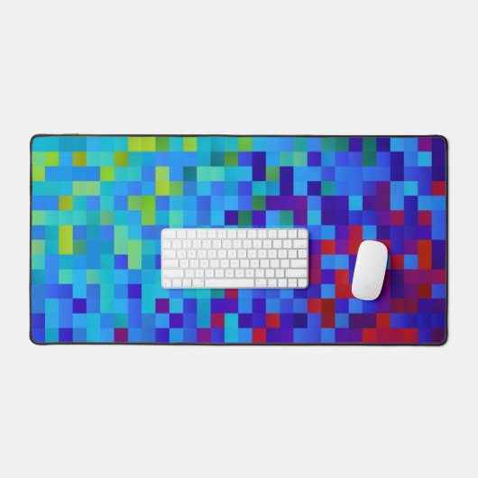 8-Bit Pixel Muster Abstrakt Cool Geeky Blue Red Schreibtischunterlage (Tastatur & Maus)