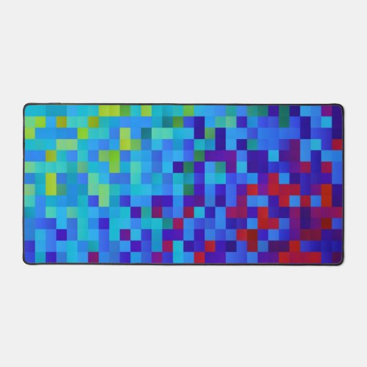 8-Bit Pixel Muster Abstrakt Cool Geeky Blue Red Schreibtischunterlage (Vorderseite)