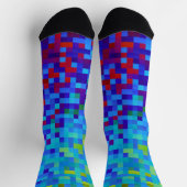 8-Bit Pixel Muster Abstrakt Cool Geeky Blue Red Socken (Oben)