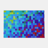 8-Bit Pixel Muster Vibrant Bright Geeky Blue Red Fußmatte (Vorderseite)
