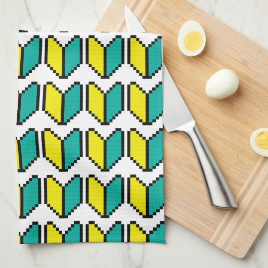 8 Bit Pixel Wakaba / Shoshinsha Mark Geschirrtuch (Viertel Falte)