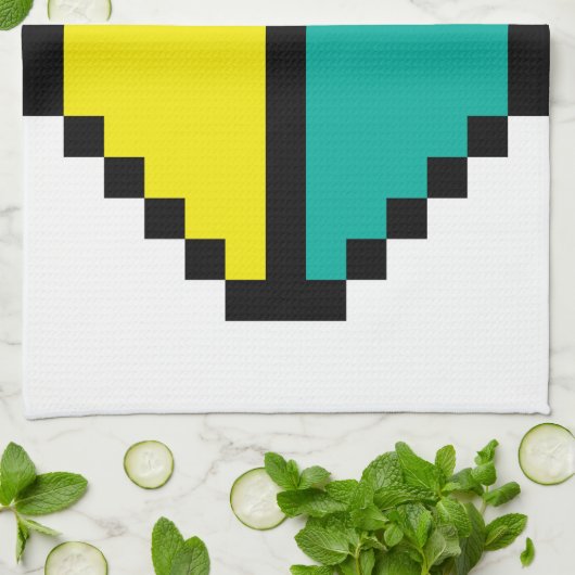 8 Bit Pixel Wakaba / Shoshinsha Mark Geschirrtuch (Gefaltet)