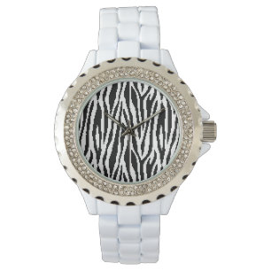8 Bit Pixel Zebra Print Design Muster Armbanduhr
