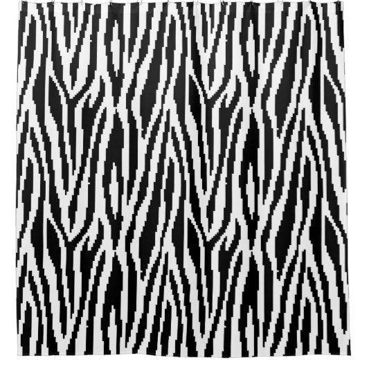 8 Bit Pixel Zebra Print Design Muster Duschvorhang (Vorderseite)